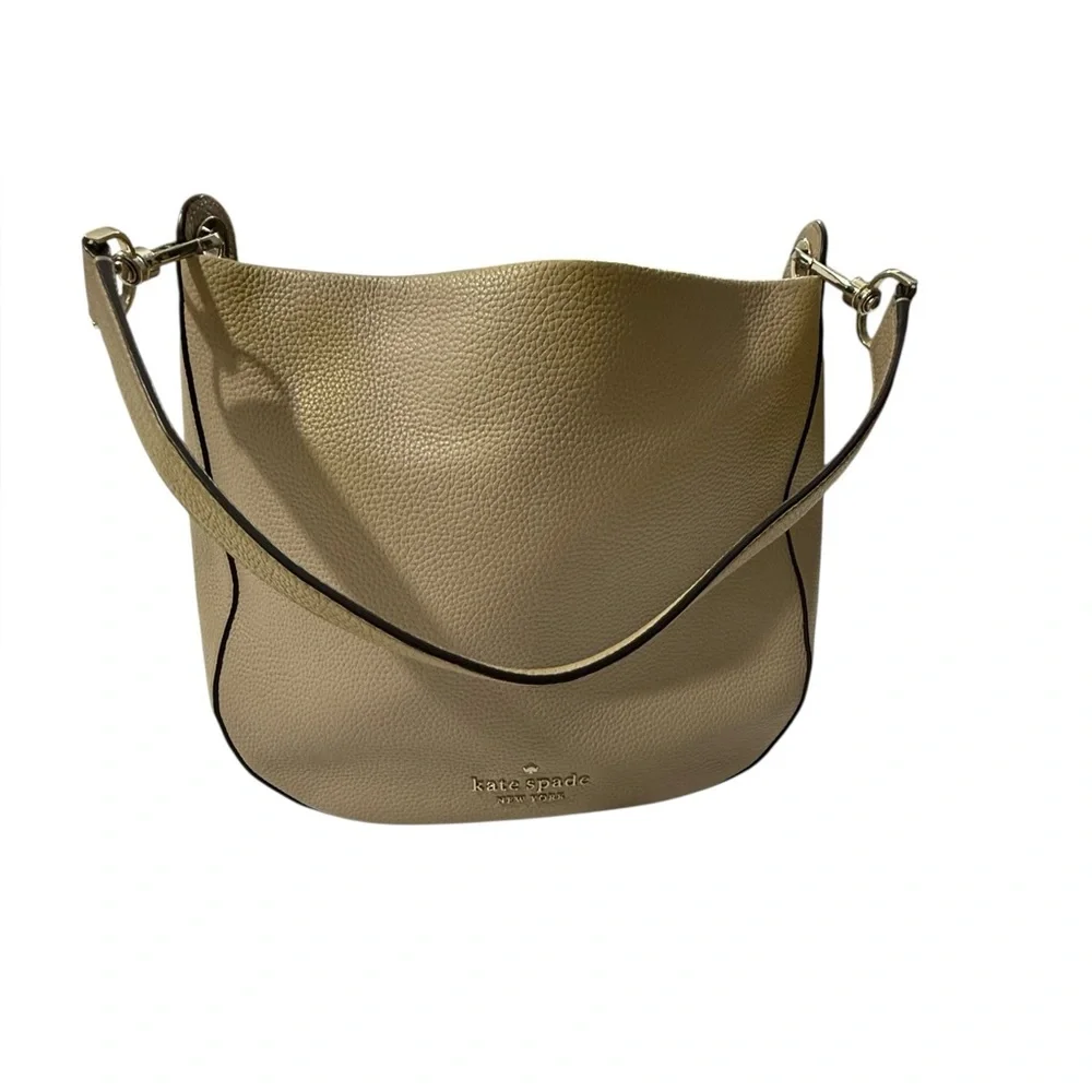 Kate Spade New York Pebbled Shoulder Bag Beige Tan Project Bag - Picture 3 of 13